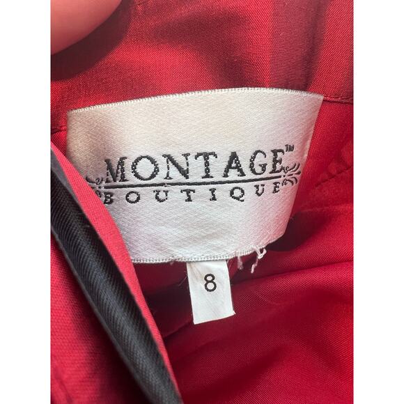 Montage Evening Mother Of The Bride Dress & Jacket Cherry Red Size 8 JL - Picture 13 of 13